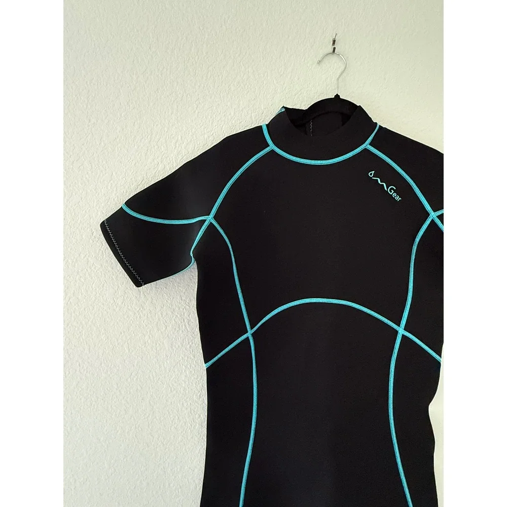 NeoSport Neo Gear Wetsuit XL Black Turquoise Shorty Spring Suit Neoprene